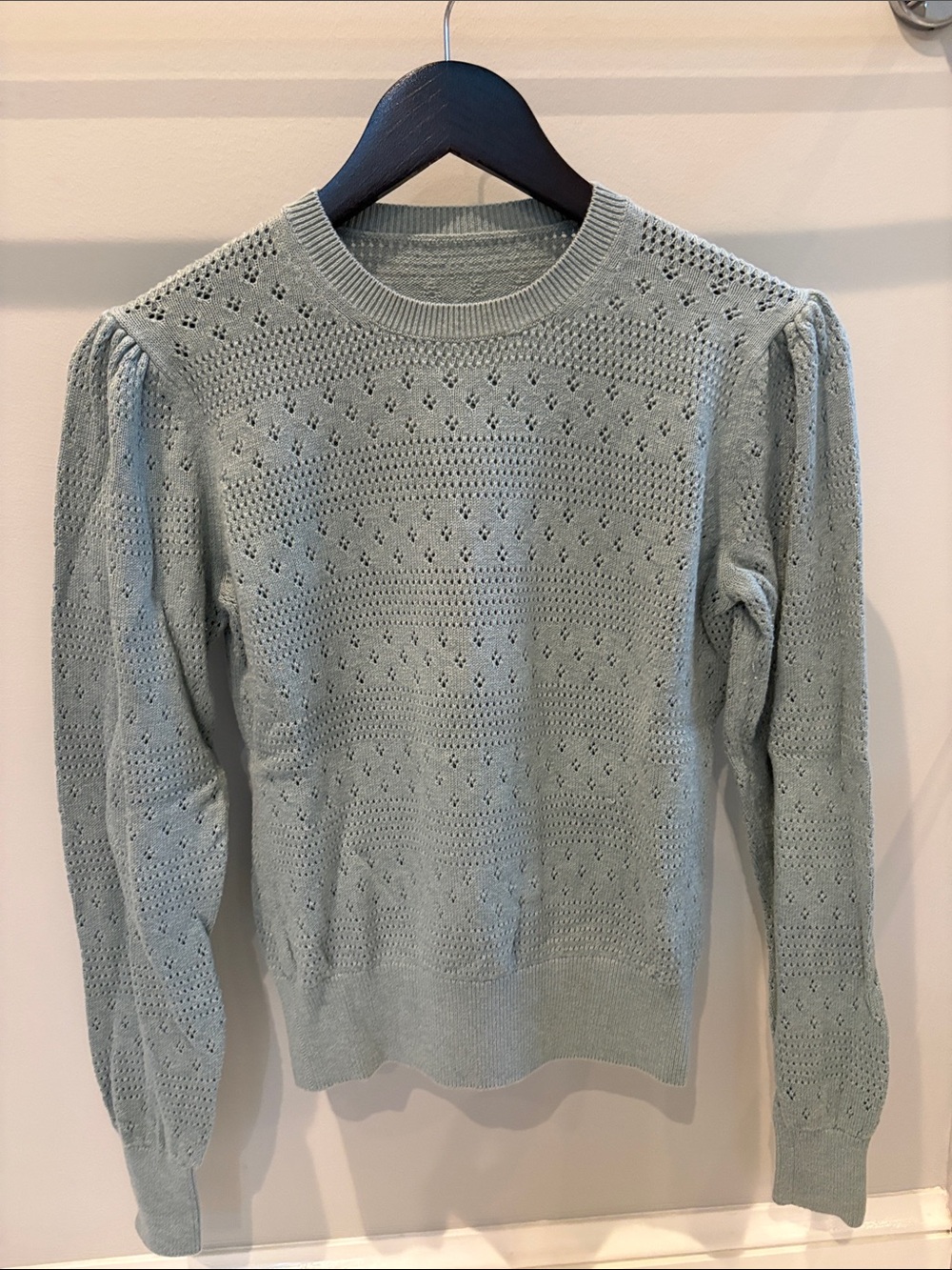 ANN MASHBURN Sage Pointelle Crewneck Sweater